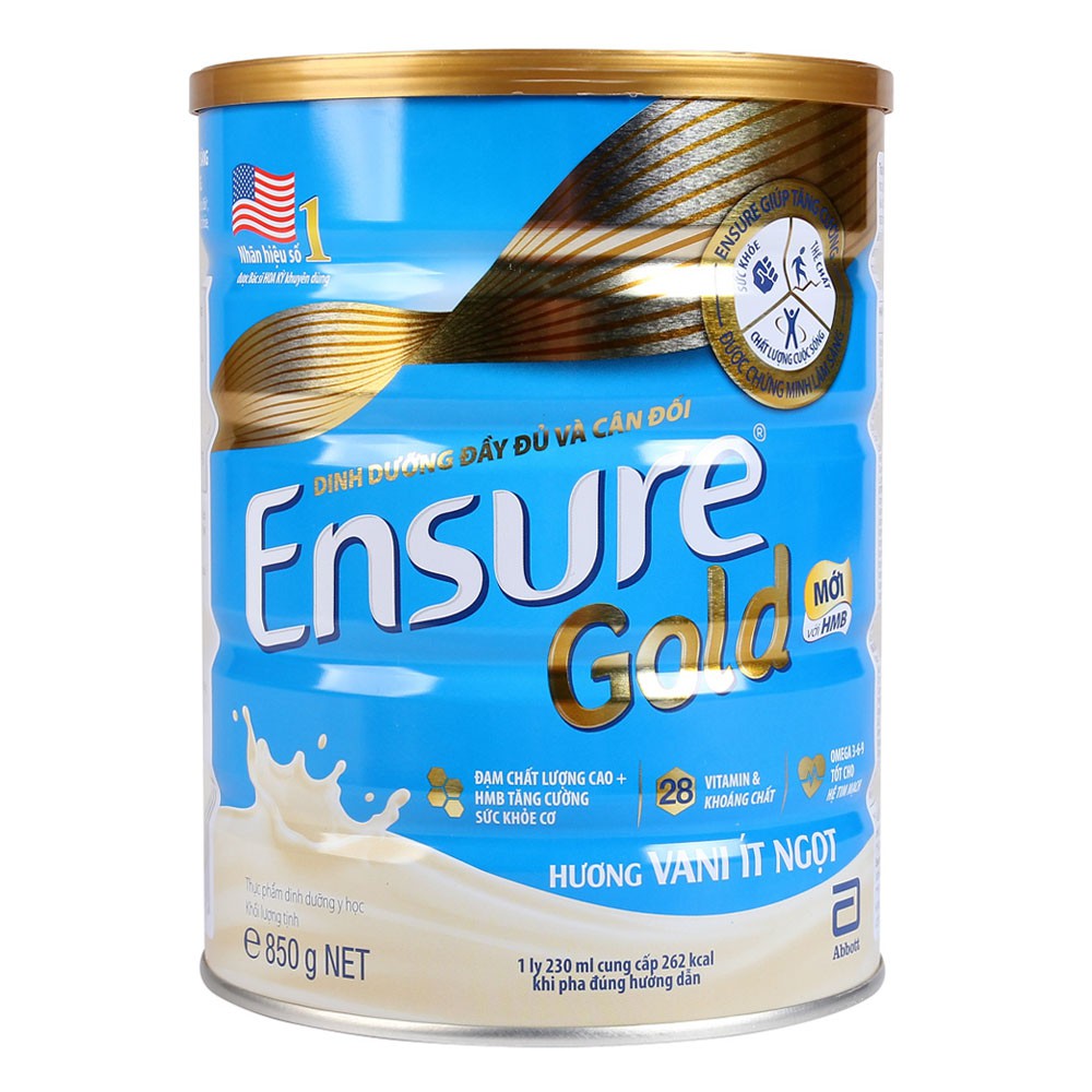 Sữa Ensure Gold Ít Ngọt Vani 850g Abbott Hoa Kỳ